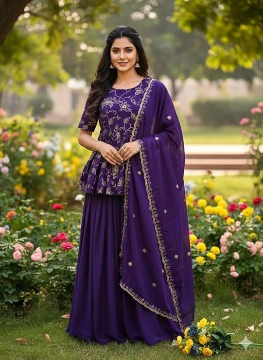 Women’s Short Kurti Anarkali Palazzo Dupatta Set