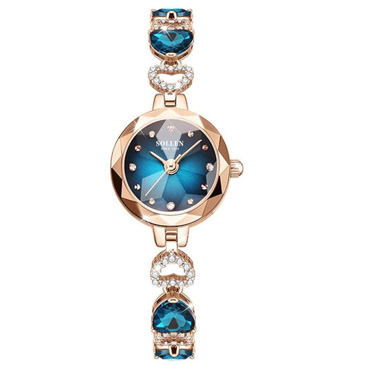 SOLLEN Stylish Bracelet Watch for Women & Girls, Peacock Blue Dial Dainty Ladies Wrist Watch