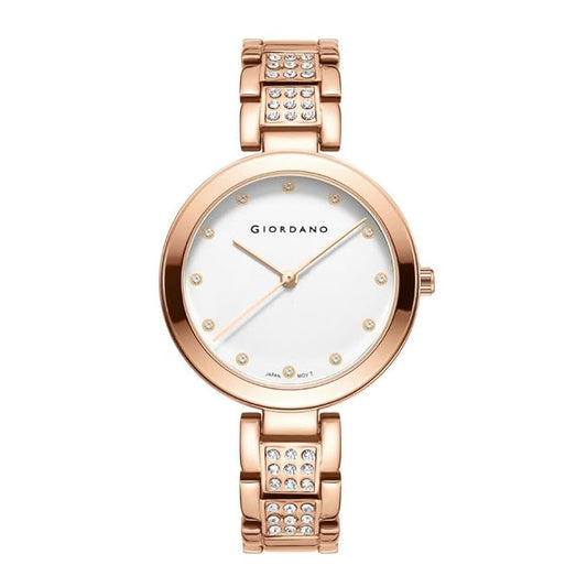 Giordano Eleganza Collection Analog Watch for Women with Crystal-Studded Strap & Diamon