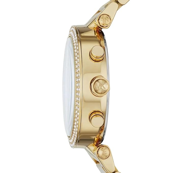 Women Analogue Gold Band Parker Green Dial Steel Watch MK6263