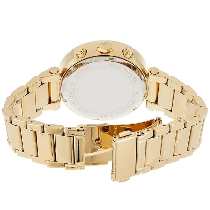 Women Analogue Gold Band Parker Green Dial Steel Watch MK6263