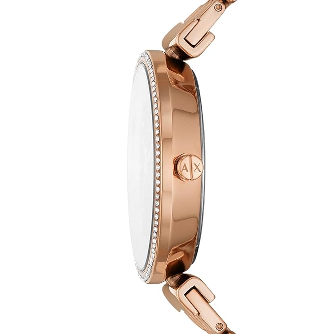 Armani Exchange Stainless Steel Analog Red Dial Women Watch-Ax5912, Rose Gold Band