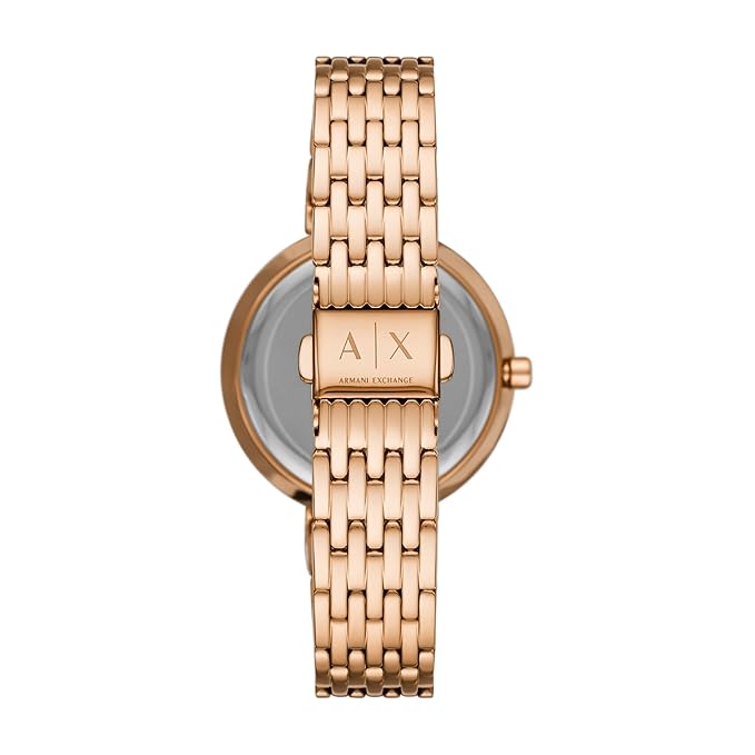 Armani Exchange Stainless Steel Analog Red Dial Women Watch-Ax5912, Rose Gold Band