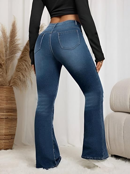 Women’s High Waist Jeans || Flared Bell Bottom Bootcut Pants