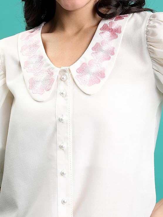Women's Regular Fit Shirts | Solid | Short Sleeves | Club Collar